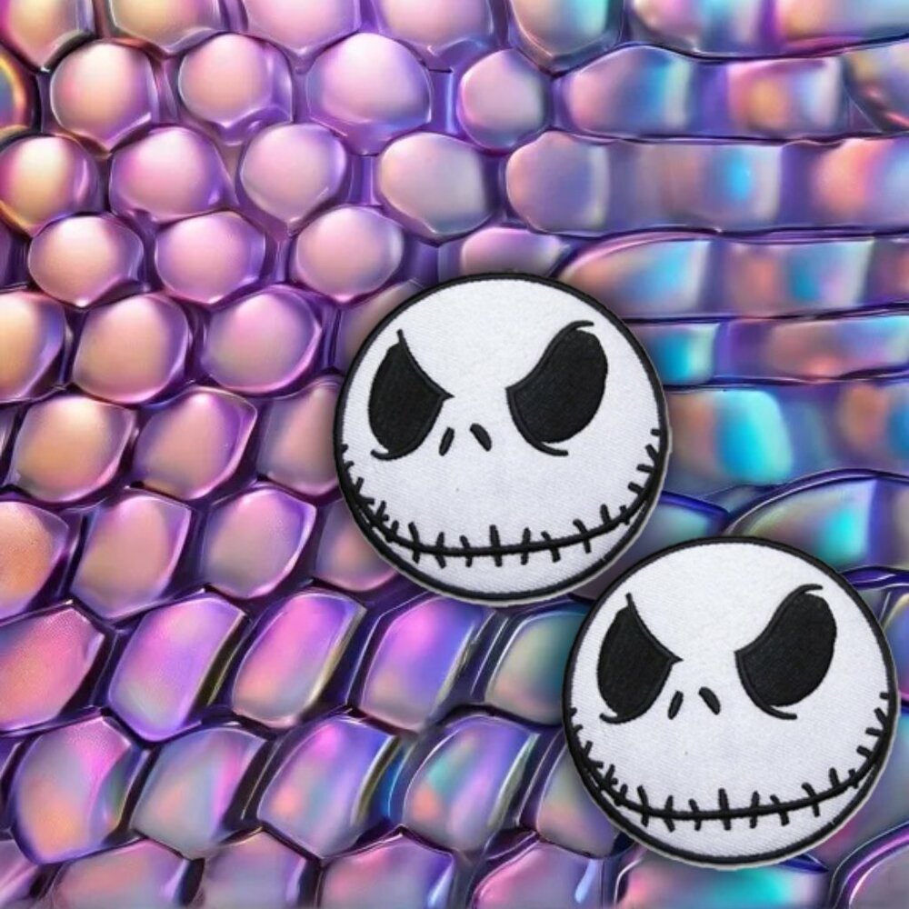 (2) NIGHTMARE JACK SKELETON COTTON PATCHES EASY IRON ON BADGE ACCESSORIES
